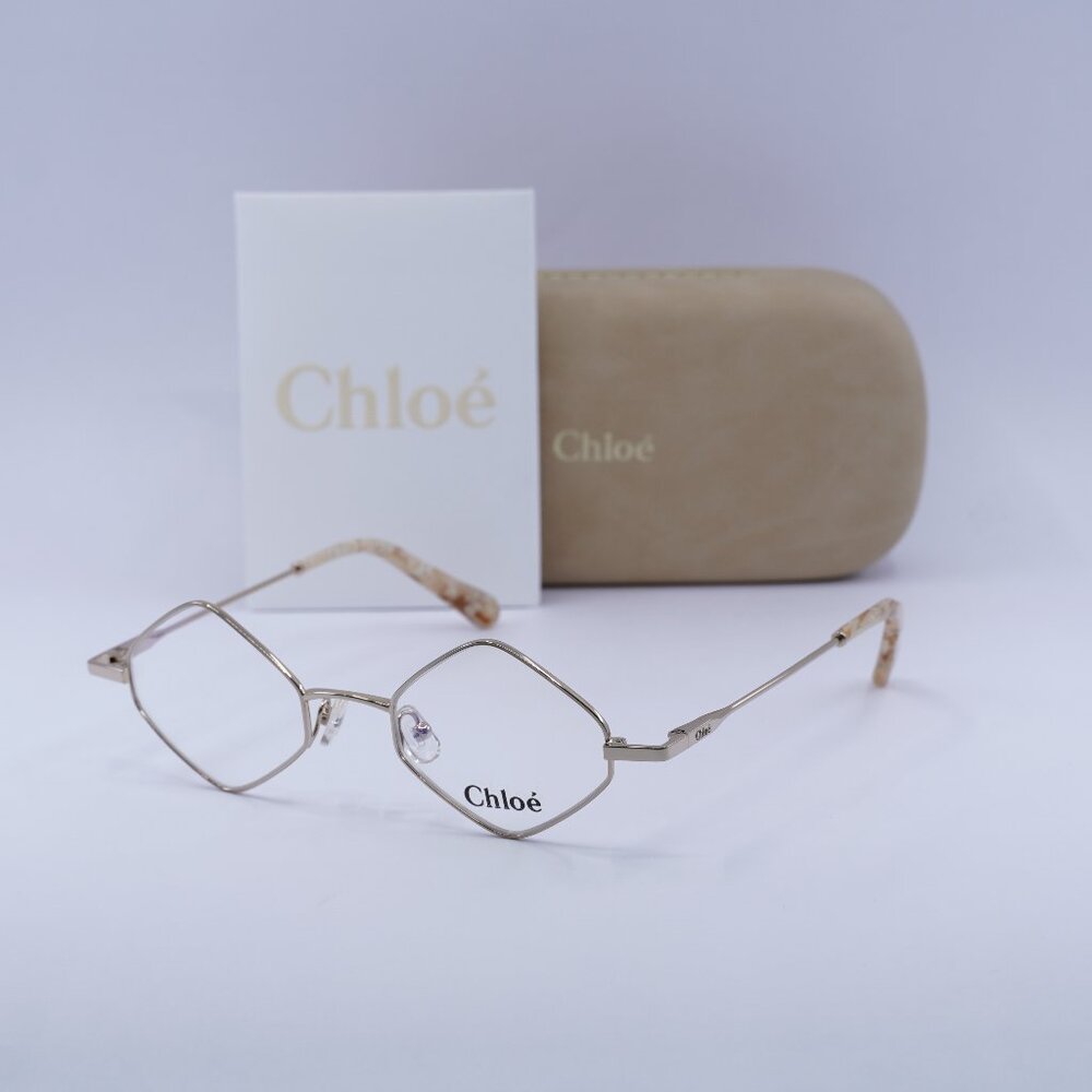 Chloé Gold Geometric Wireframe Glasses